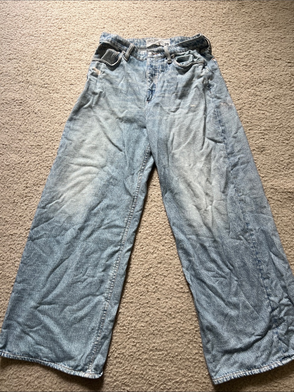 rag & bone Light Blue Wide Leg Jeans